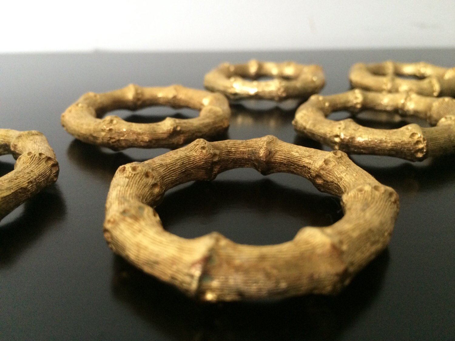 Vintage Gold Faux Bamboo Napkin Rings by The Bucklers Fifth