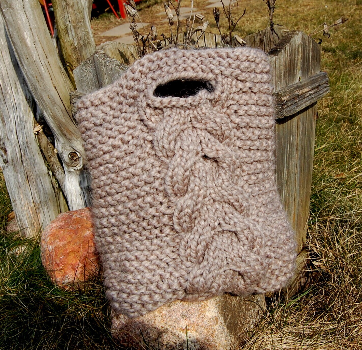 Hand knit Hand Bag Knitted Bags Cozy Bag Knit Gift by vykivy