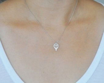 Silver Hot Air Balloon Necklace in Sterling Silver 925, Hot Air Balloon Necklace, Hot Air Balloon, Balloon Necklace, Silver Hot Air Balloon