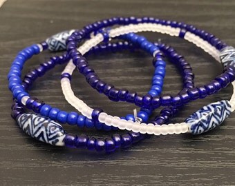 Set of 4 Cobalt Blue Bracelets. (Stretchy)
