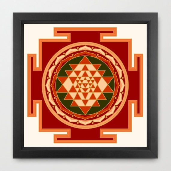 Sri Yantra print colored shree yantra print sacred art