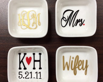 Tiny Trinket Monogrammed Bowls - Choose from Wifey - Monogram - Mrs - Initials