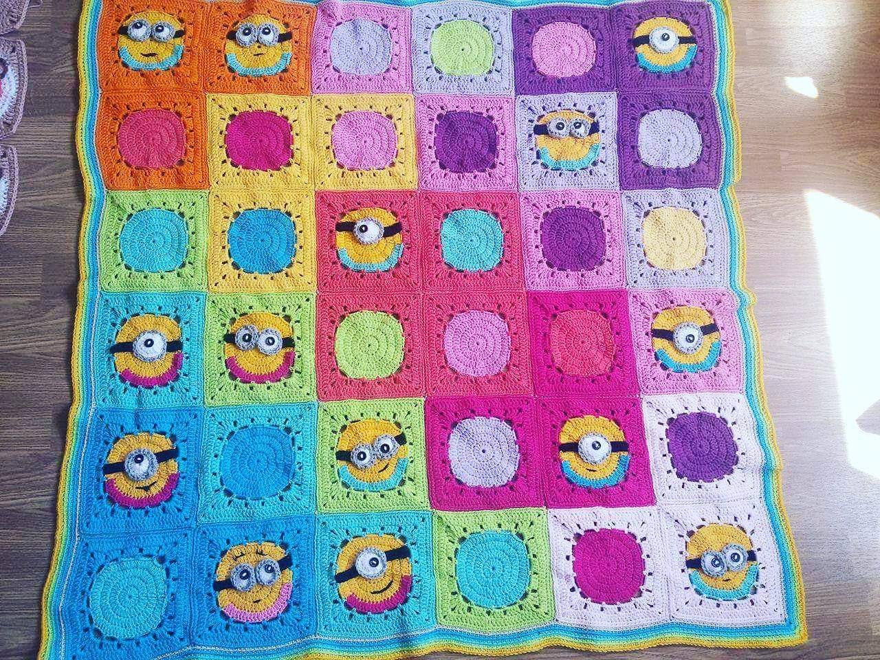 crochet minion blanket granny square minion blanket pattern