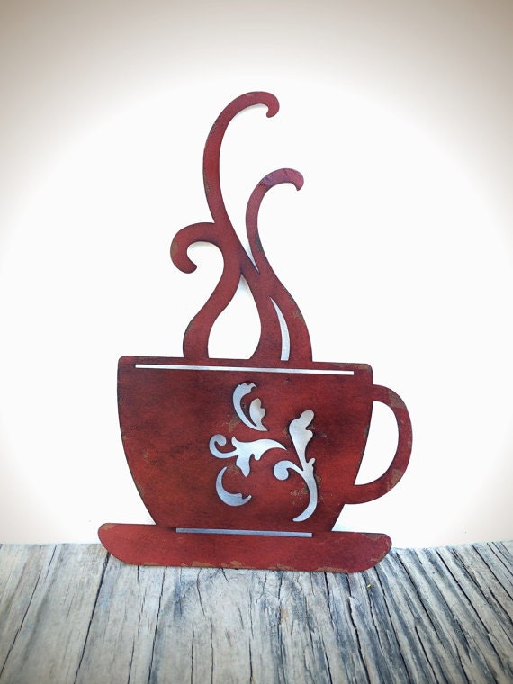 BOLD laser cut metal coffee cup kitchen wall art // by HOUSEOFBOLD