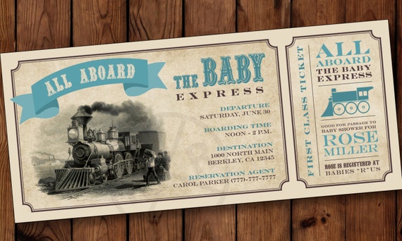 Train Themed Baby Shower Invitations 6