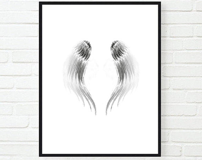 Angel Wings Poster / Angel Wings Printable Poster / 50X70 Minimalist Poster / Wall Art