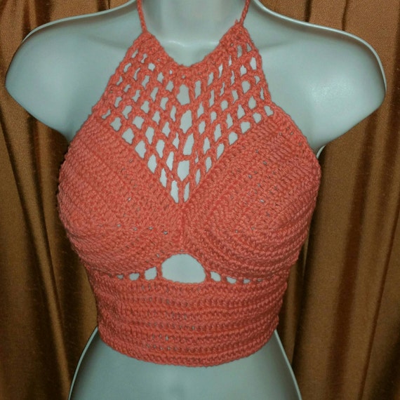 Coral crochet top