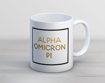 AOII Alpha Omicron Pi Faux Foil Mug Sorority Coffee Mug