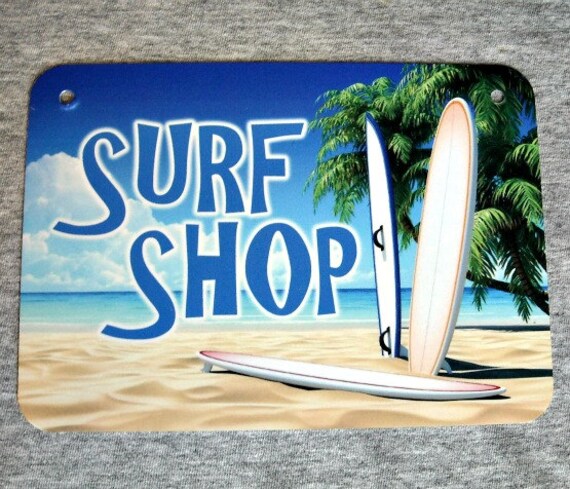 Metal Sign SURF SHOP surfing surfer surfs up surfboard wax