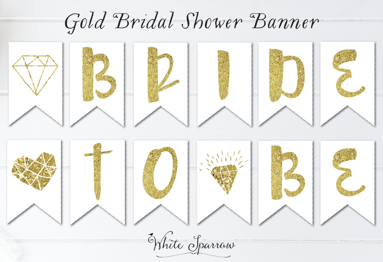 Banner Bridal shower Bridal Shower Banner Gold Bridal