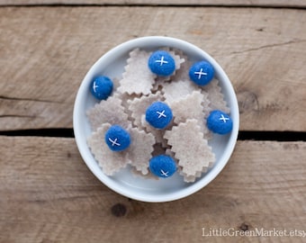 Oatmeal with blueberries, breakfast, felt food, play food, cereal, felt play food, felt breakfast,toy food, felt food set
