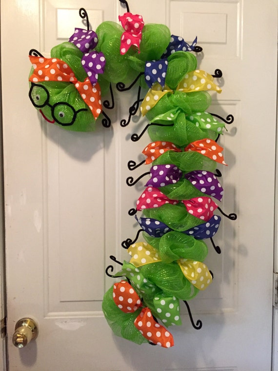 Bookworm wreath back to school wreath back to by WandNDesigns