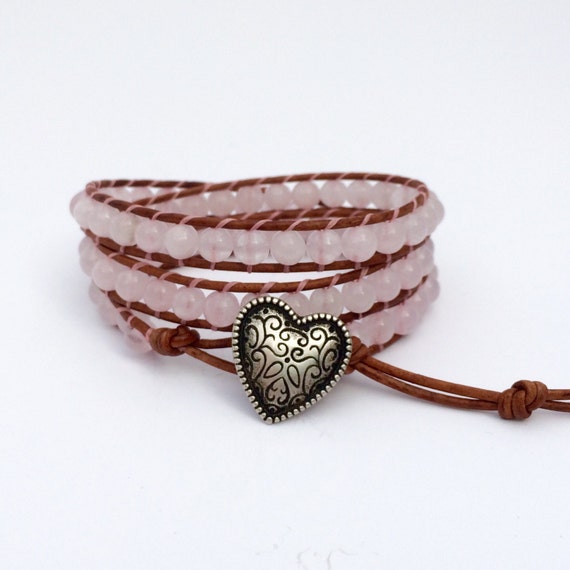Rose Quartz Wrap Bracelet Womens Wrap Beaded Bracelet BOHO