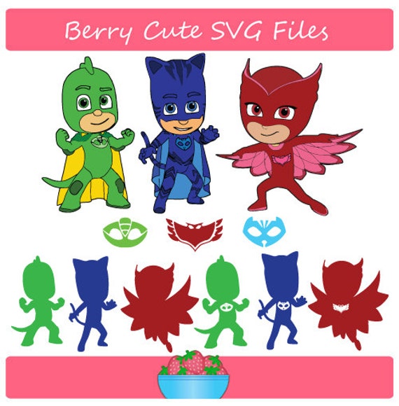 PJ Masks Owlette Catboy Gekko Silhouette Set Svg File