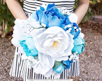 Handmade crepe paper flower bouquet, paper flowers, wedding bouquet, bridesmaid bouquet, decoration, Summer, Spring, bridal bouquet