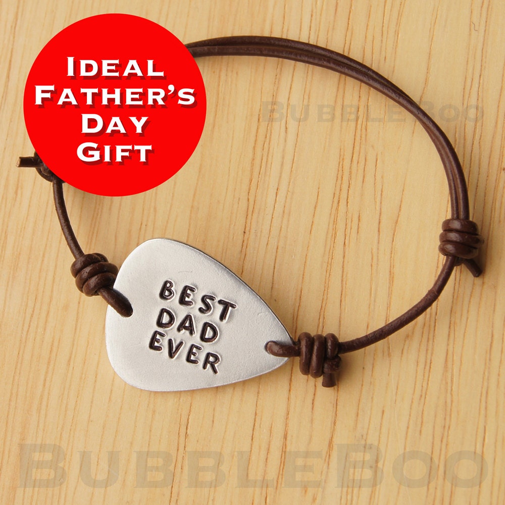 Personalised Guitar Pick Bracelet adjustable leather cord