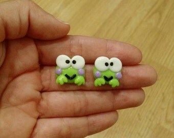 Keroppi Earrings cold porcelain/ Aretes Keroppi porcelana fria