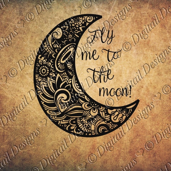 Zentangle Moon SVG Doodle Art Decal Zentangle Png Dxf Eps