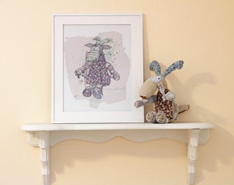 Combo Doggie and Illustration / DOE and poster / Caribou, deer / decorated room