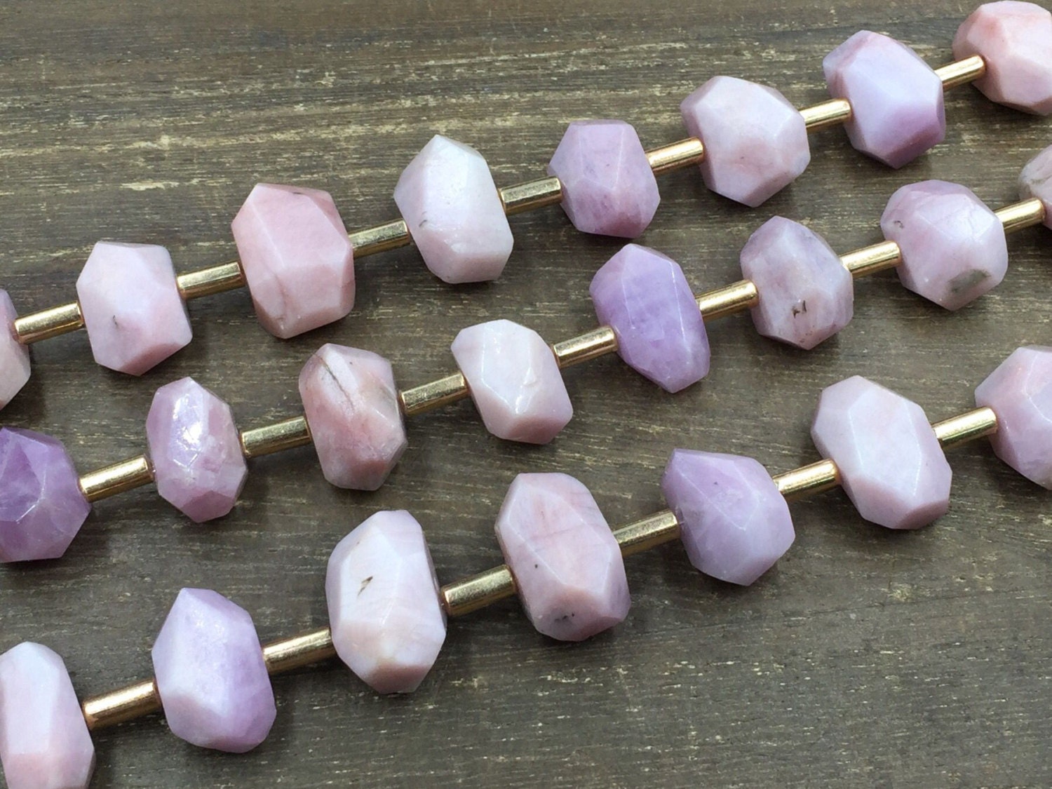 Raw Pink Kunzite Nugget Beads Faceted lavender Kunzite Crystal