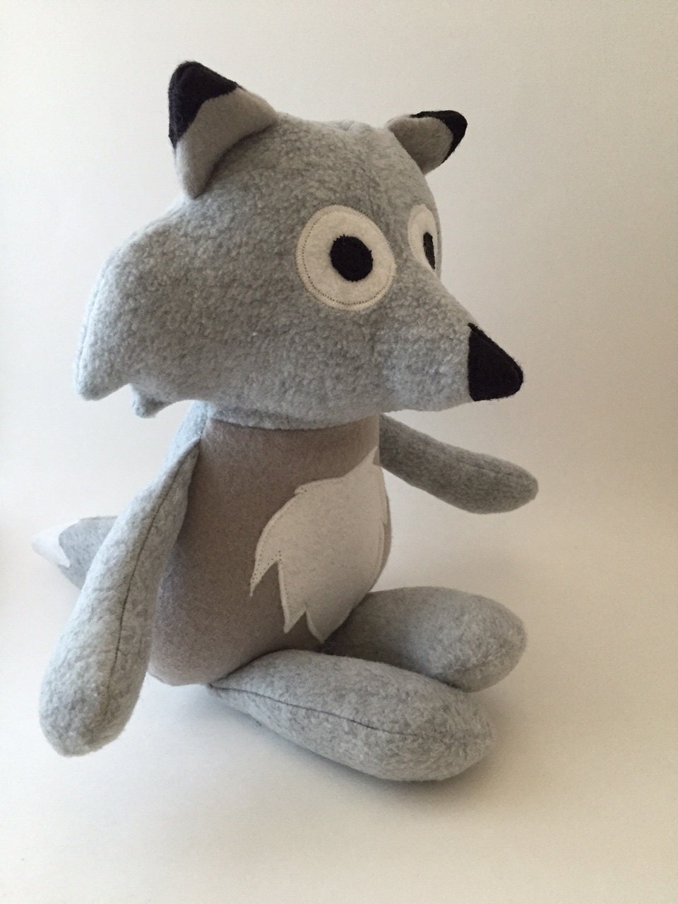 stuffed grey wolf