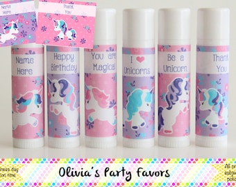 Unicorn Lip Balm - Unicorn Party Favor - Lip Balm - Set of 6 - Custom Lip Balm - Unicorn Birthday Party - Unicorn Floral Theme - Party Favor