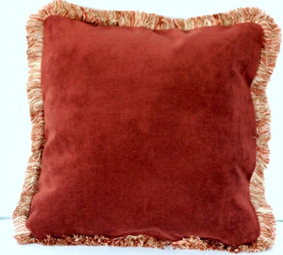 large velvet decorative throw pillows with fringe for sofa