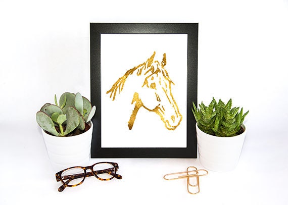 Gold Foil Horse Horse Decor Baby Nursery Decor by MyntPrintables