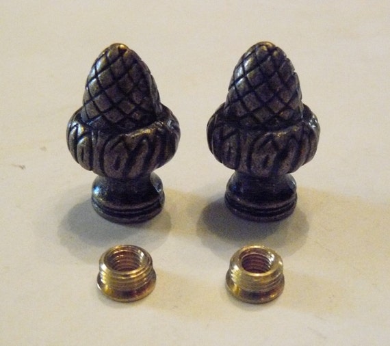 Two Antique Brass Plated Acorn Finial 1/8 IPS 3/8
