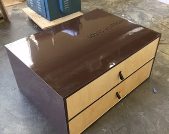 Louis Vuitton Inspired Two Drawer Wood Shoe Box Storage