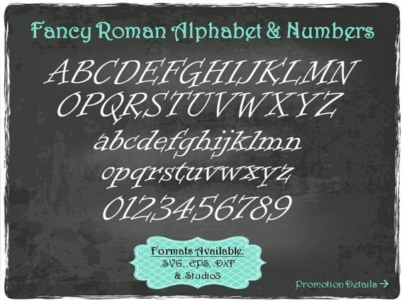 Download Fancy Roman Alphabet and Numbers in .SVG .EPS .DXF & .Studio3