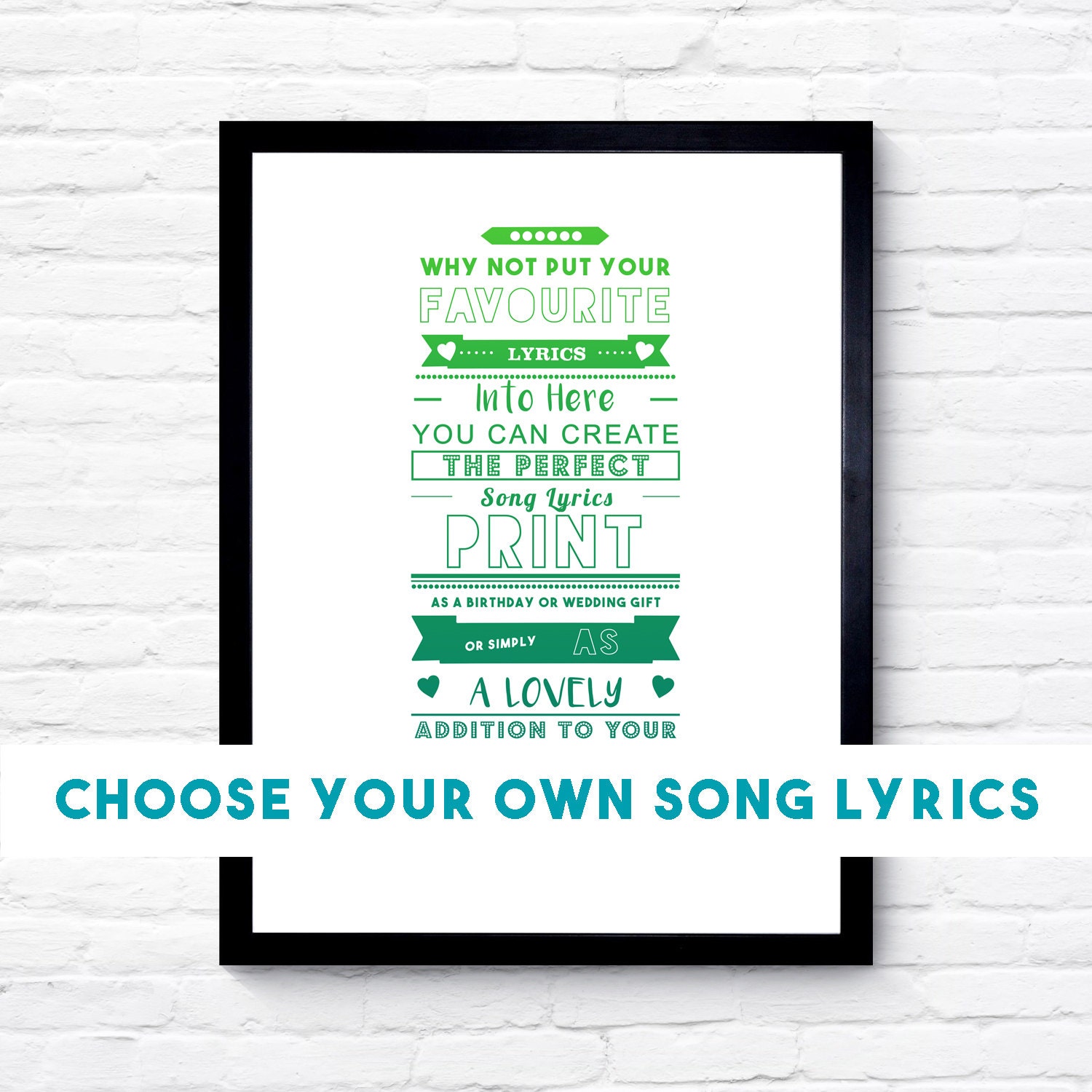 Personalised Song Lyric Print Song Lyric By Theparkprintcompany