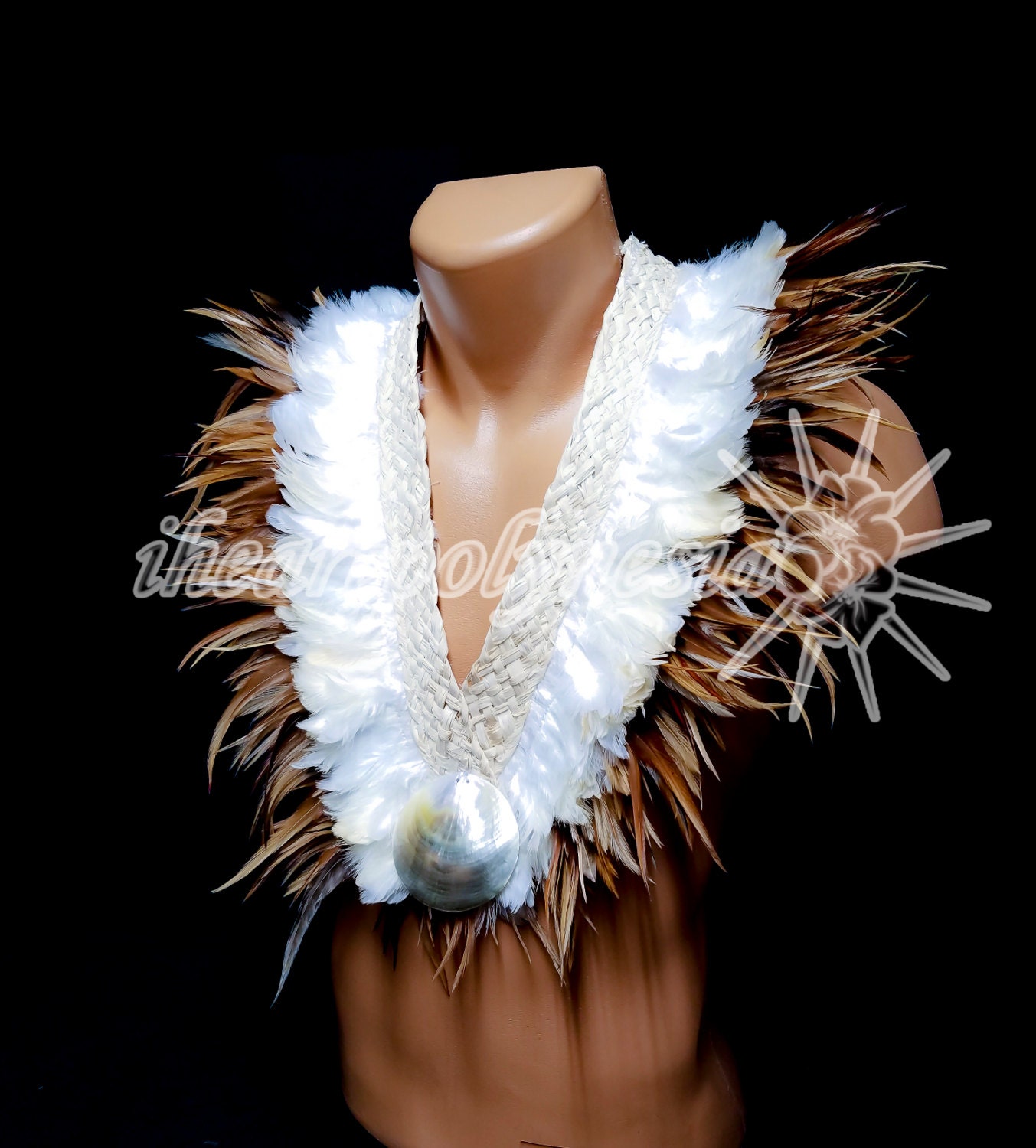 Tahitian dance costume feather neck piece