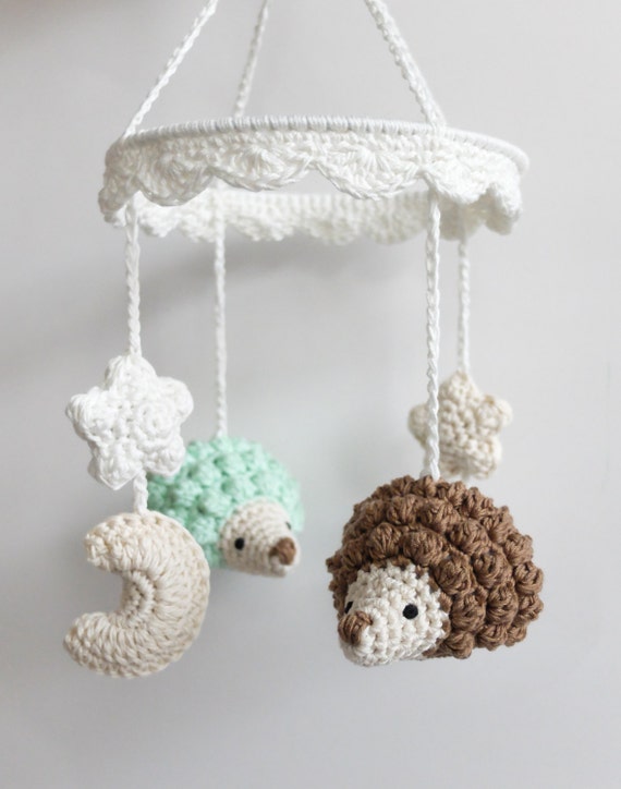 Baby Mobile Crochet Hedgehog Mobile Newborn Crib Mobile