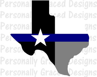 SVG, DXF, EPS Cut file Texas State Flag Thin Blue Line svg, Texas Svg, Police svg, silhouette cut file, cameo file, Back the Blue cut file