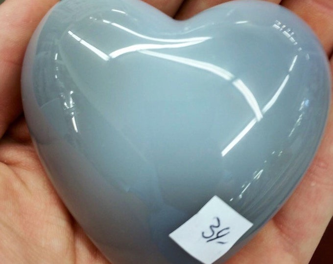 Chalcedony Crystal Heart from Brazil- Natural Agate Crystal Carved Heart Healing Crystals \ Reiki \ Healing Stone \ Healing Stones \ Chakra