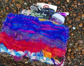 Zipper Tea Pouch/Wallet--made from recycled silk sari ribbon