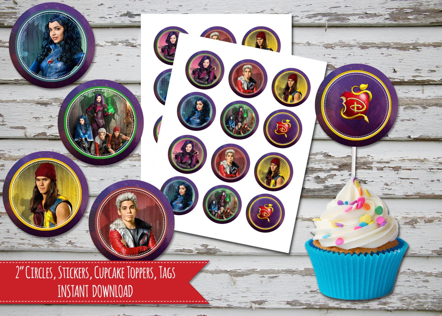 Disney Descendants Cupcake Toppers Disney Descendants Birthday