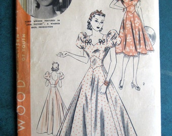 1782 Vintage Hollywood 1940's Pattern Long or Short Dress sz 14