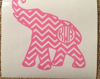 Chevron Elephant Monogram Decal