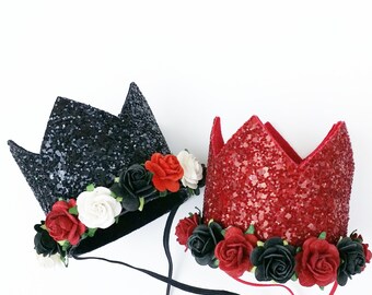 Ready stock - black crown, baby halloween costume, halloween, Halloween photo shoot, cruella, dolls, broken dolls, corspe bride costume