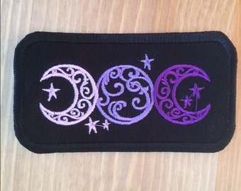 Triple Goddess Embroidered Patch Pagan Witch Wiccan Wicca Magic Biker