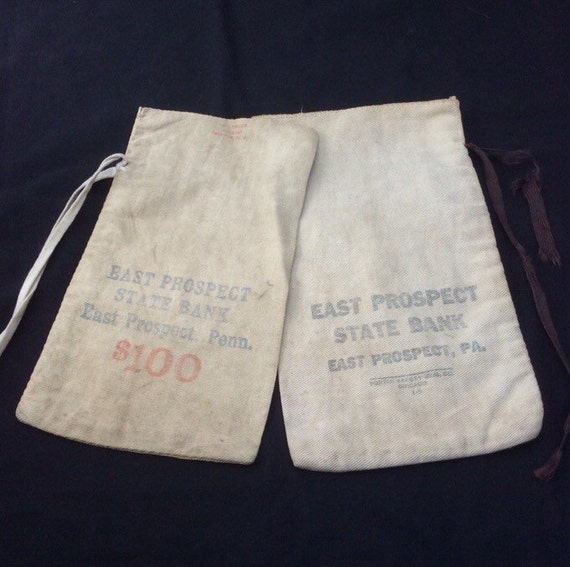 Vintage Bank Money Bag Antique Coin Deposit Bag East
