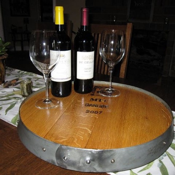 Lazy Susan Personalized Wine Barrel Head Patio Serving