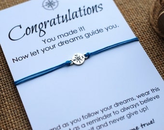 Graduation Gift Compass Bracelet College Graduation Card Follow your Dreams Card High School Graduation Gift for Him or Her Wishing Bracelet