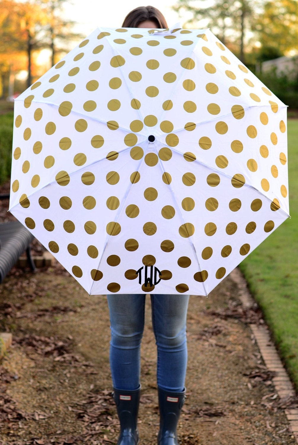 Monogram polka dot umbrella Personalized umbrella polka