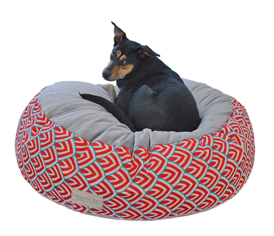 Round Pet Bed Red Pet Pouf Cat Bed Dog Bed Pet Bed