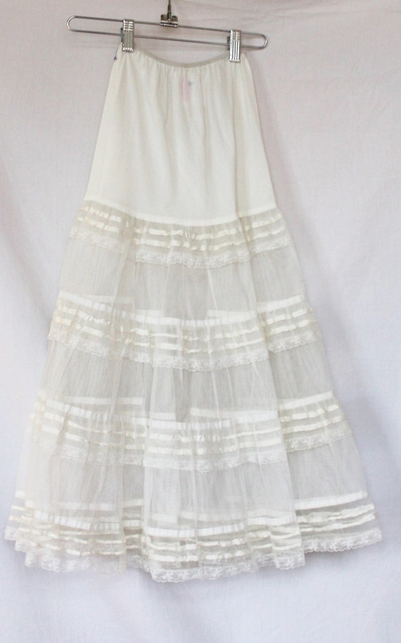 Vintage tulle skirt ruffled slip tulle slip bridal slip