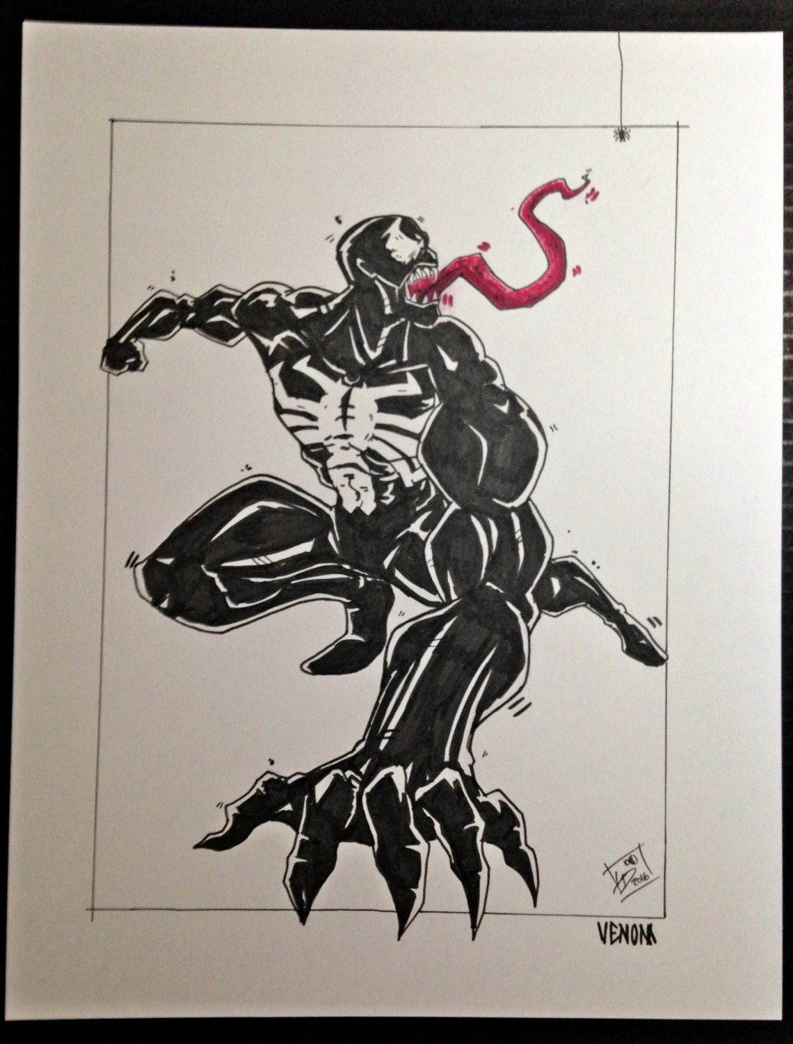 Venom original Marvel Comics art Spider-man villain drawing