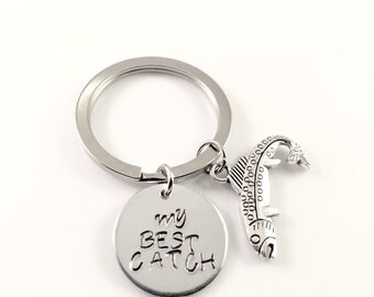 Fishing keychain, best catch keychain, Father gift, couples keychain, anniversary, father birthday, fisherman keychain, for him